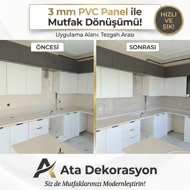 Mutfak tezgâh arası PVC panel dönüşümü
